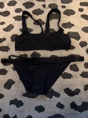 SOLID & STRIPED Black Buckle Strap Bikini